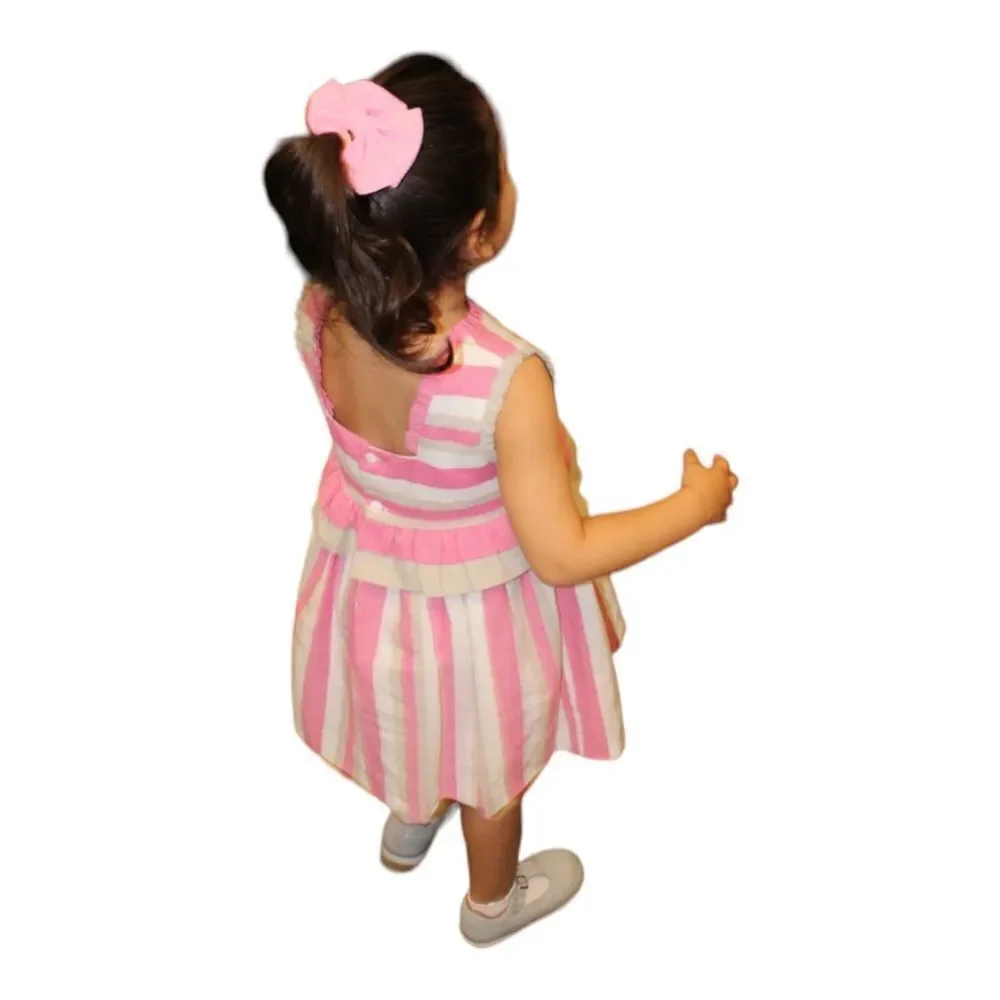 MIRANDA TEXTIL | Pink | LINEN BLEND STRIPED DRESS